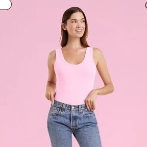 Nuuds tank bodysuit in bubblegum pink